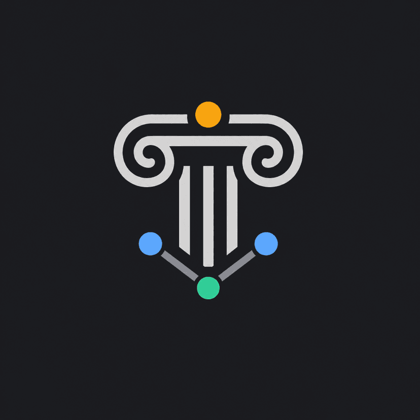 PhilosophyPath logo: a stylized Greek column joined to a graph of connected nodes